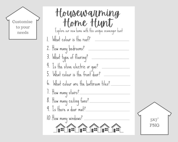 Personalised Housewarming Party Game House Hunt Scavenger Hunt  