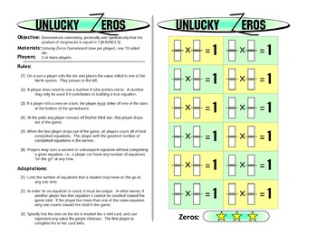 printable games for middle school math