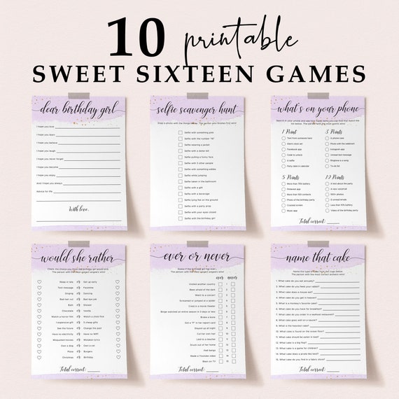 printable games for sweet 16 party