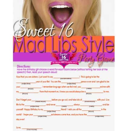 printable games for sweet 16 party