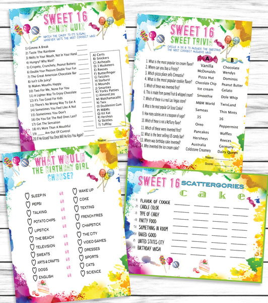 printable games for sweet 16 party