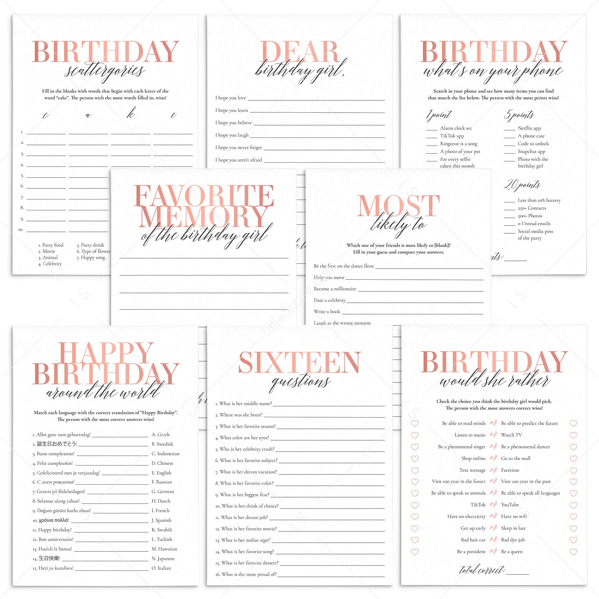 printable games for sweet 16 party