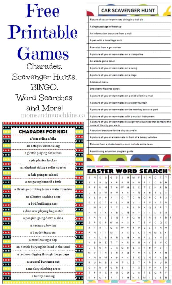 Printable Games for the Entire Family - Moms &  Munchkins