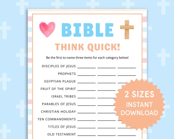 Bible Think Quick Bible Games for Kids Adults Sunday Bible Study ...