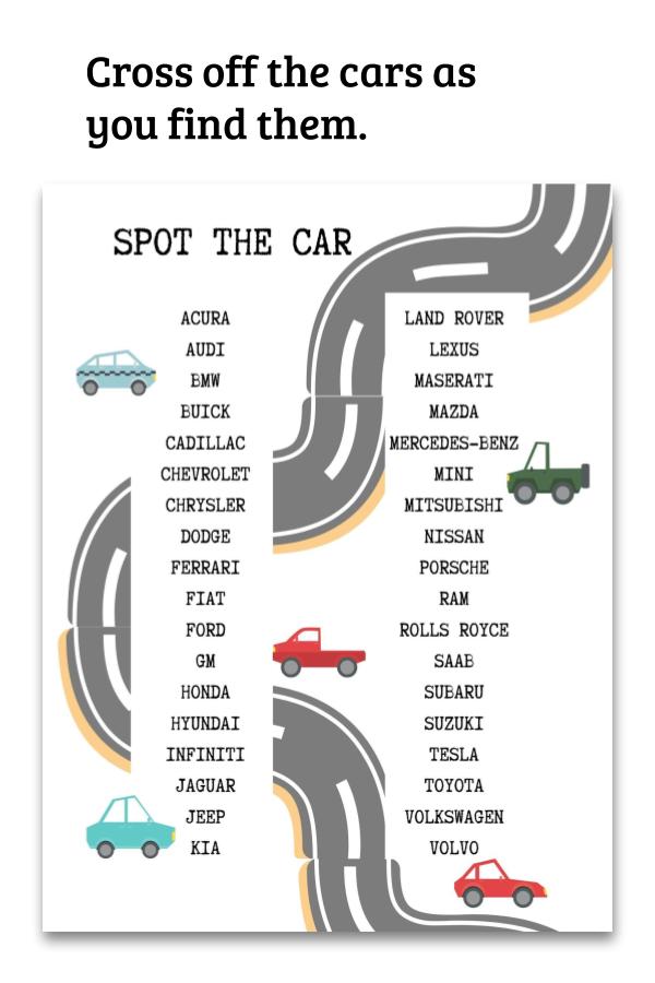 printable games to play in the car on a road trip