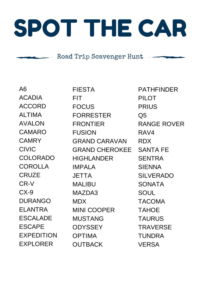 printable games to play in the car on a road trip