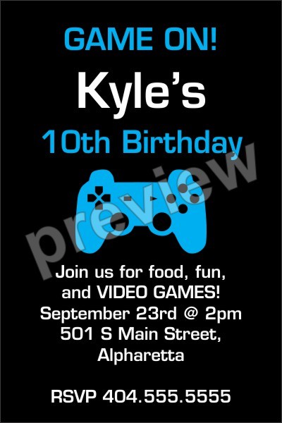 Game On! Video Game Invitation - Select Color Personalized Party ...