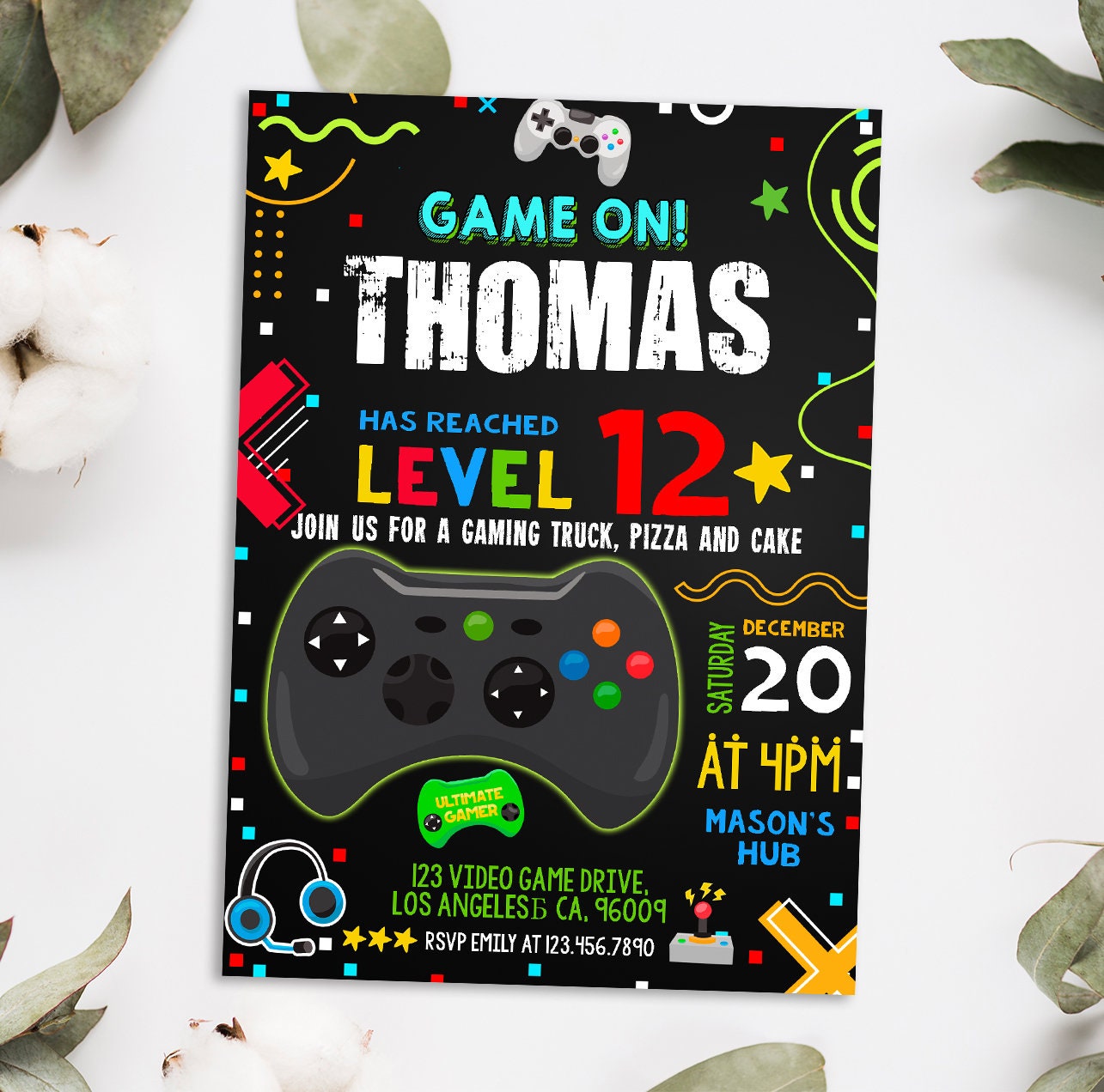 printable gaming birthday invitations