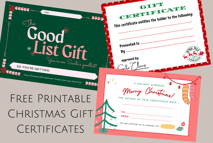 Free Christmas Printable Gift Certificates.... | The Diary of a ...