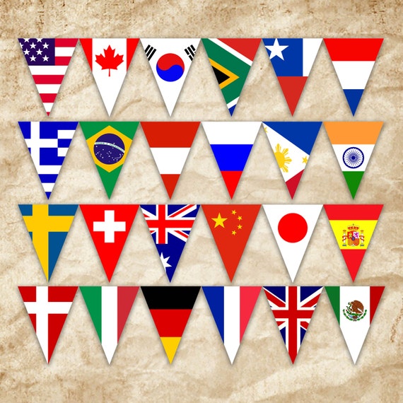 World Flags Printable Banner Includes 132 Flags in 3 Sizes ...