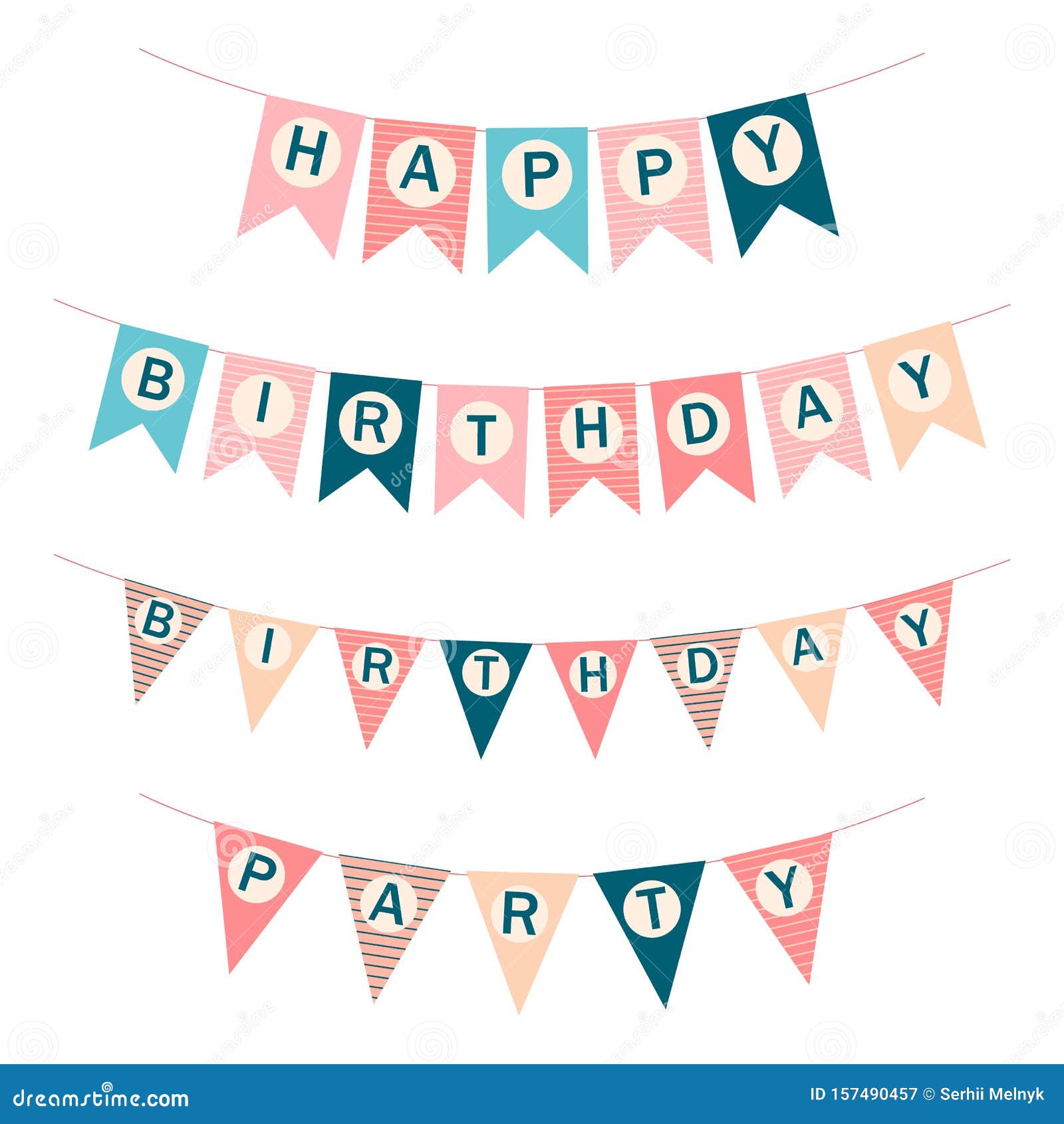Garland Flags Happy Birthday Vector Illustration Stock Vector ...
