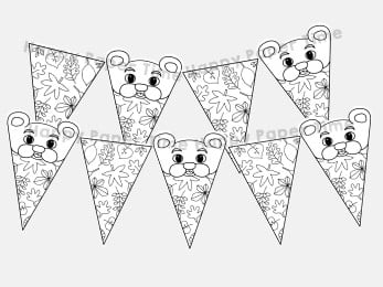 Woodland bear flag garland template printable - Crafts - Happy ...