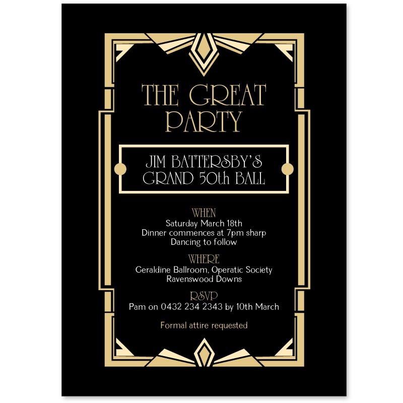 Gatsby Ball Birthday Invitations