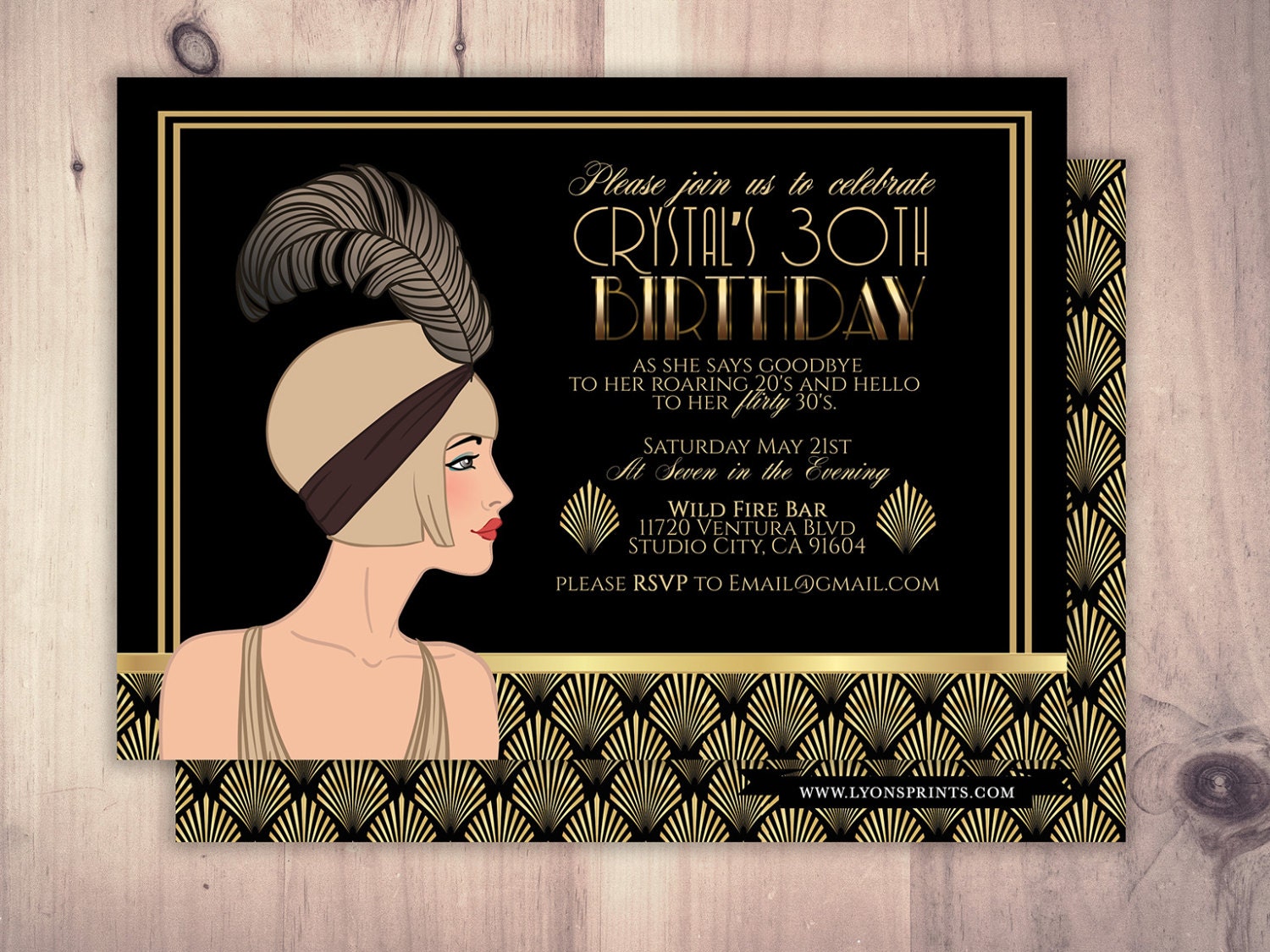 Great Gatsby birthday invitation, Roaring 20s, Hollywood film theme ...