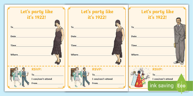 FREE! - Download Free and Editable Great Gatsby Invitations for Kids