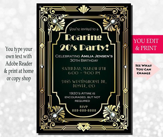 30th Birthday Invitation, Gatsby Invitation, Gatsby Birthday ...