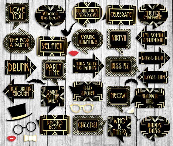 printable gatsby photo booth props
