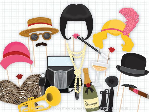 Great Gatsby Party Photo Booth Props, Roaring 20s Photobooth Props ...