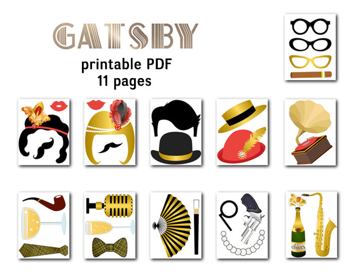 printable gatsby photo booth props
