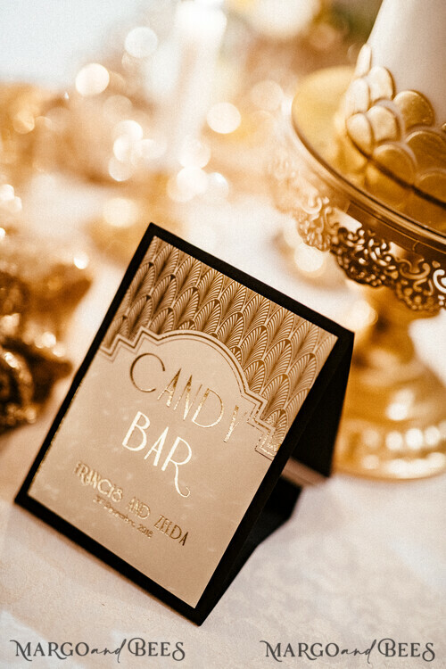 Art Deco Wedding Table Number, Luxury Gold and Black Dessert Table ...