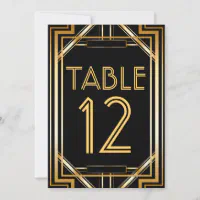 Great Gatsby Art Deco Table Number Cards | Zazzle