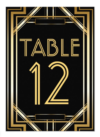 Gatsby Table Numbers for Your Wedding + Menu + Place Cards - Art Deco