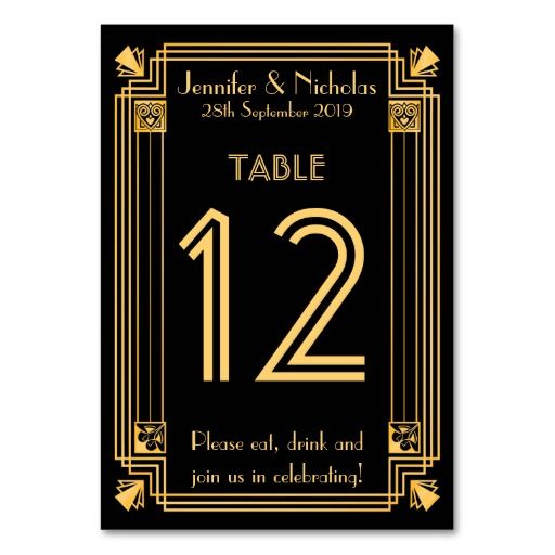 Great Gatsby 1920s Art Deco Wedding Table Number | Zazzle