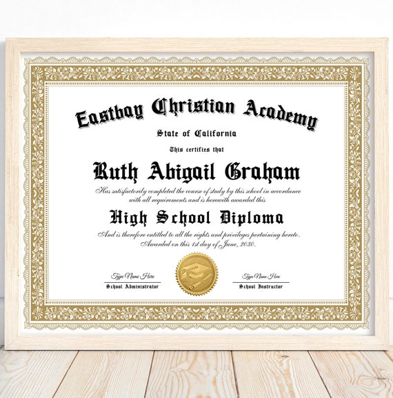 Homeschool Diploma Template High School Diploma GED Certificate