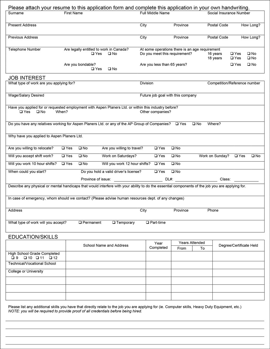 50 Free Employment / Job Application Form Templates [Printable] ᐅ ...