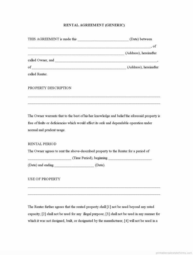printable generic lease agreement