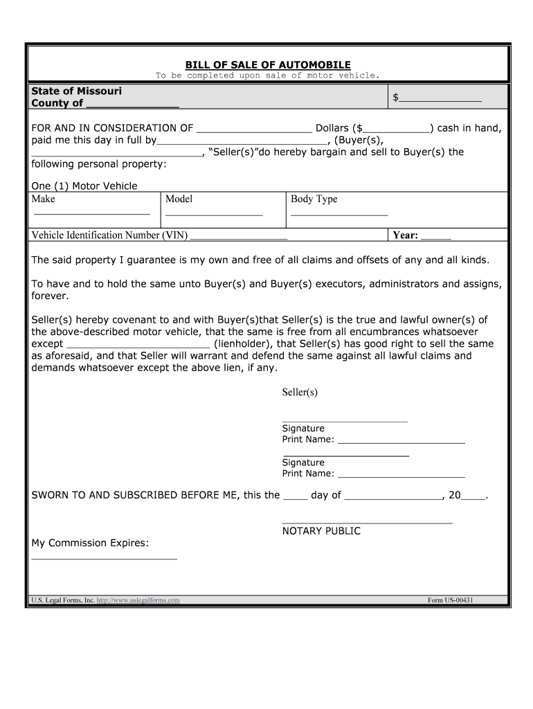 printable generic vehicle bill of sale