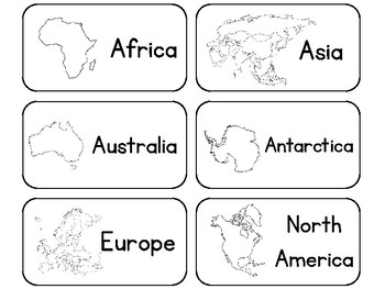 23 Printable Black and White Geography Word Flashcards. Continents ...