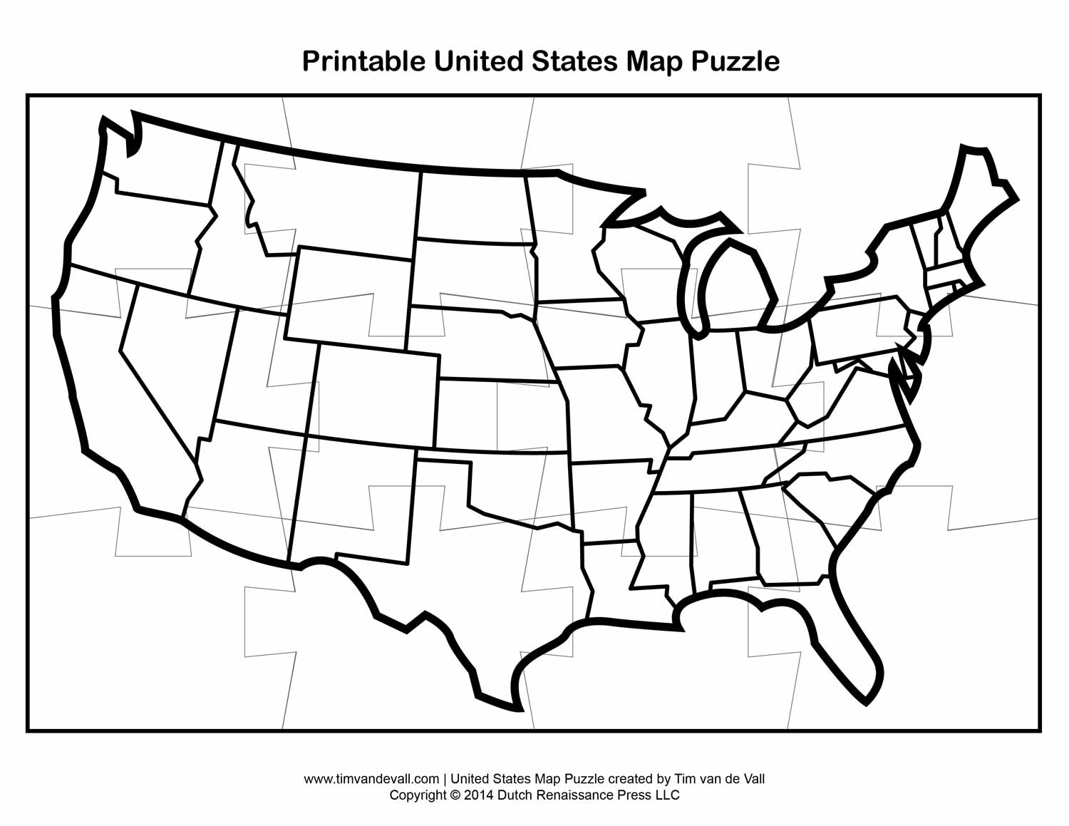 United States Map Puzzle - Tims Printables