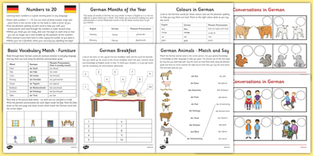 Learn German Worksheet Starter Pack (teacher made) - Twinkl