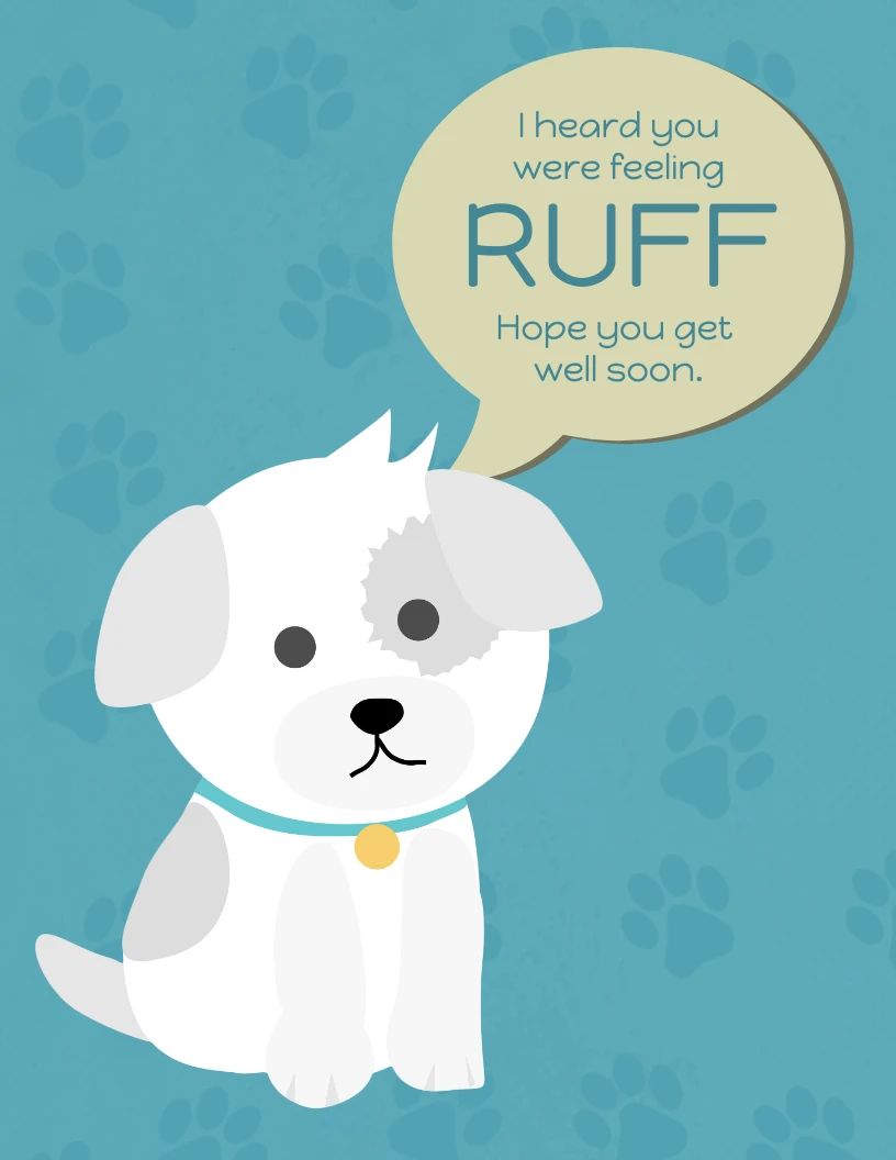 printable get well cards dogs