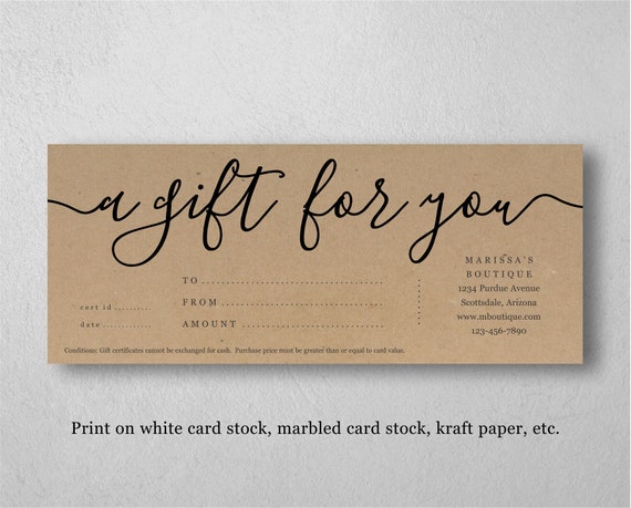 printable gift card certificate