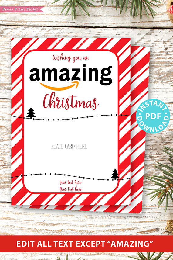 Amazon Christmas Gift Card Holder Printable, Red Stripes - Press ...