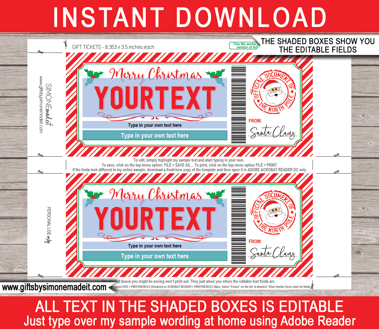 printable gift cards from santa