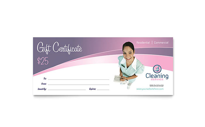 House Cleaning &  Maid Services Gift Certificate Template Design