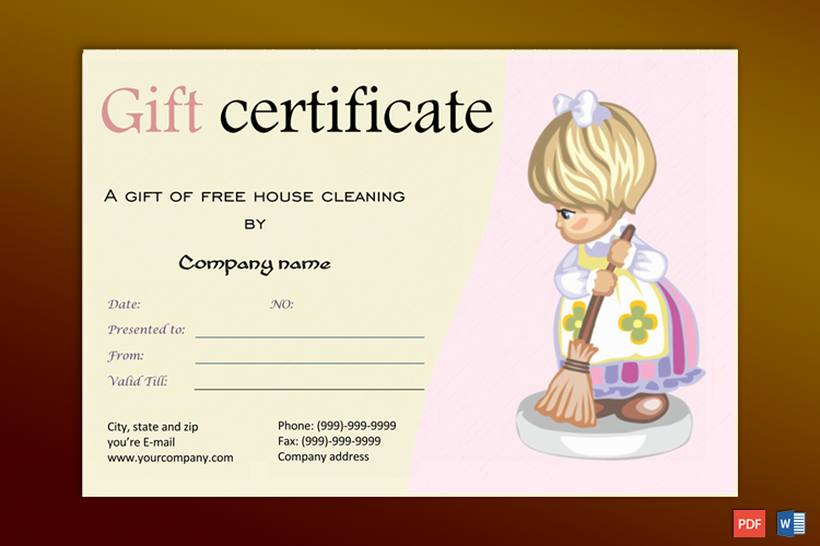 printable gift certificate for house cleaning
