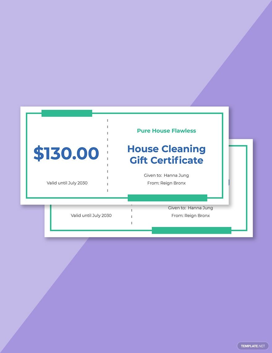 printable gift certificate for house cleaning