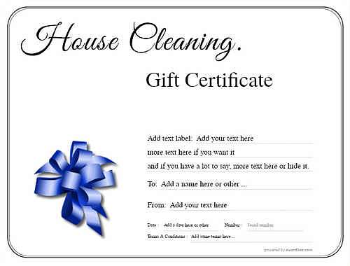printable gift certificate for house cleaning