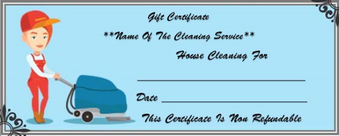 printable gift certificate for house cleaning