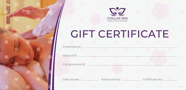 3+ Massage Gift Certificate Template - DOC, PDF