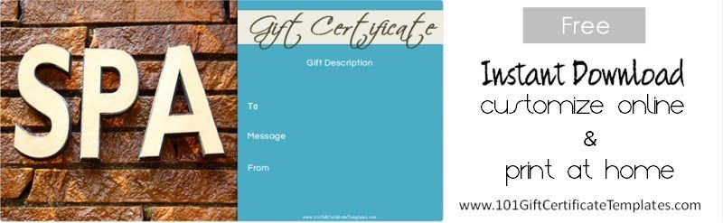 Free Massage gift certificate template | Spa gift certificate template