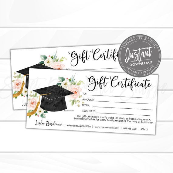printable gift certificate graduation