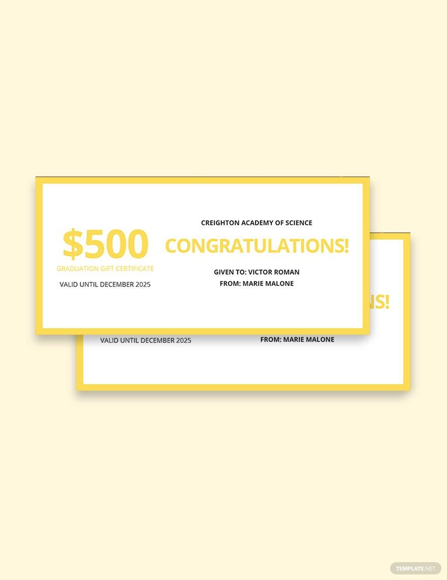 Graduation Gift Certificate Template in Pages, Word, Publisher ...