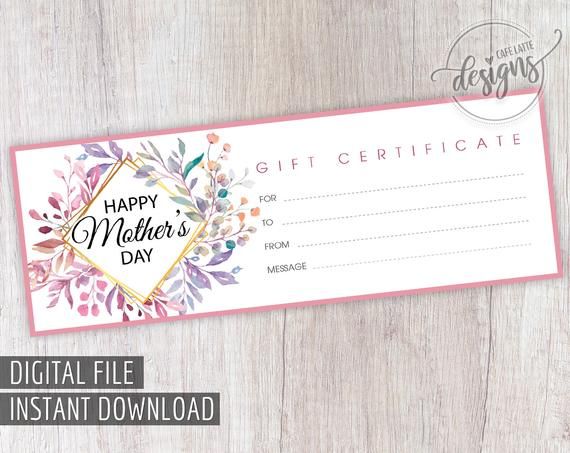 MOTHERS DAY Gift Certificate, Printable Gift Coupon for Mom ...