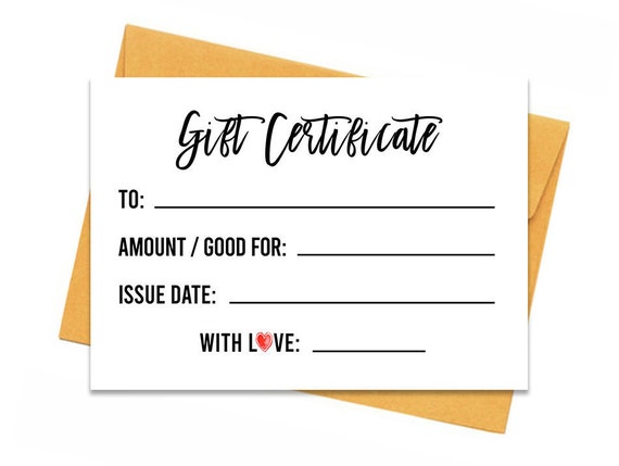 Gift Certificate, Printable Gift Card , Gift Voucher, Printable ...