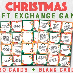 Christmas Gift Exchange Game White Elephant Gift Exchange Cards ...